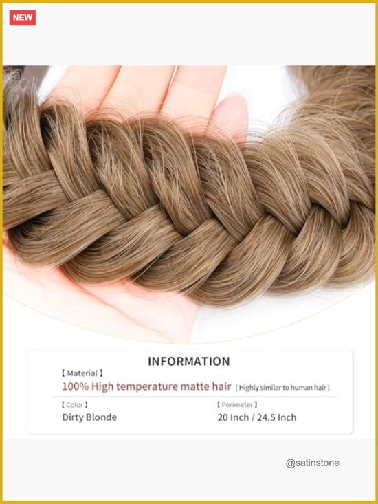 Synthetic Hair Braided Headband Hairpiece – Adjustable Strap Handmade main image 4